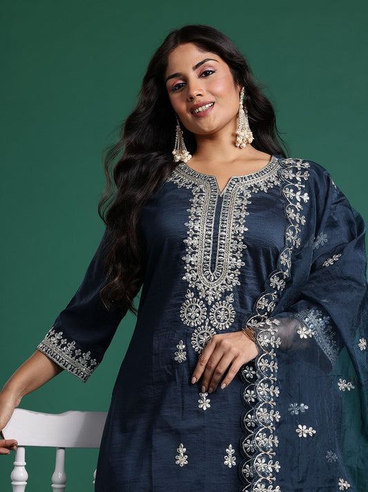 Dhiyona IE Ethnic Motifs Embroidered Kurta with Trousers & Dupatta