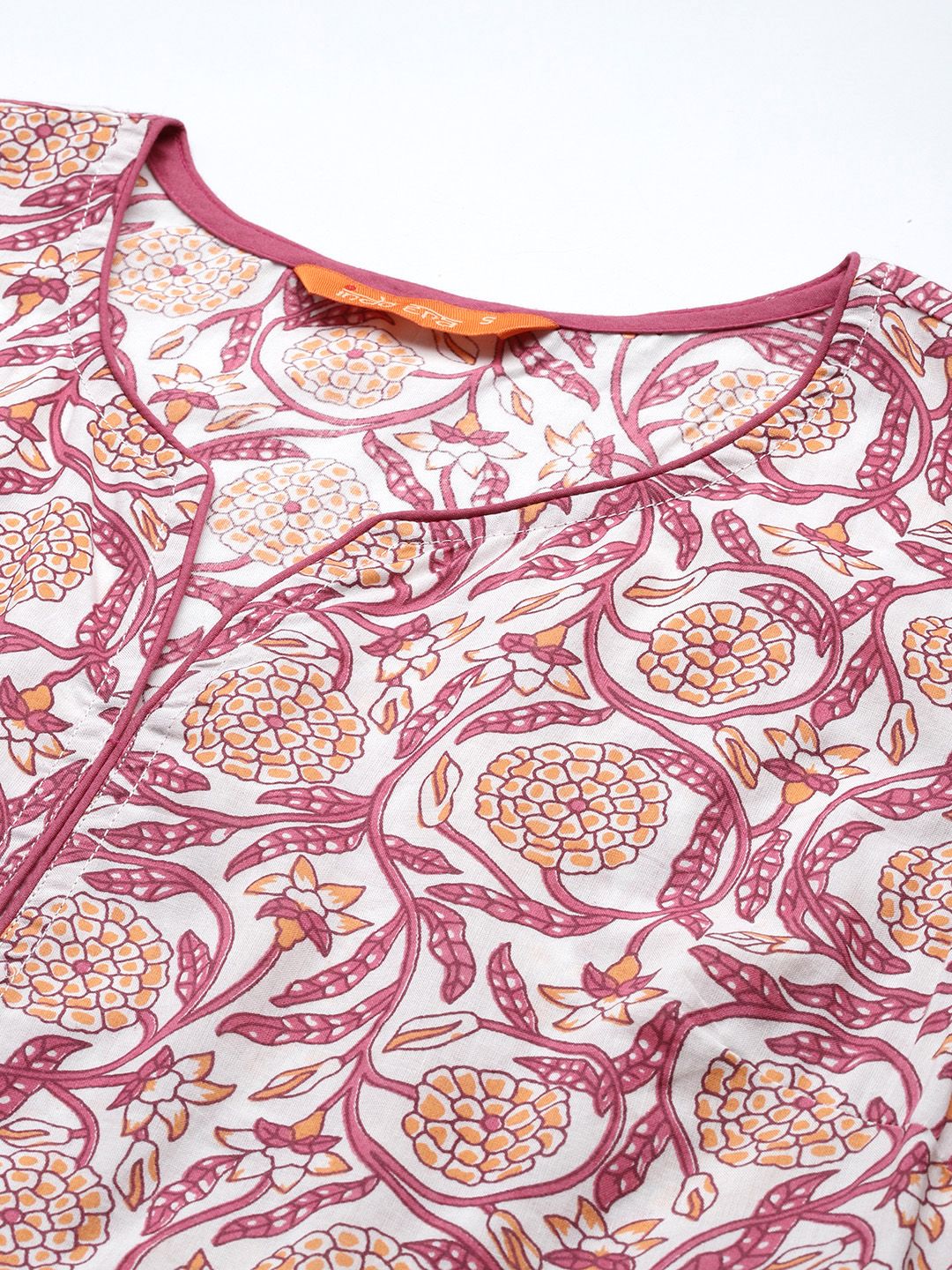 Dhiyona IE Women Floral Printed Pure Cotton Anarkali Kurta