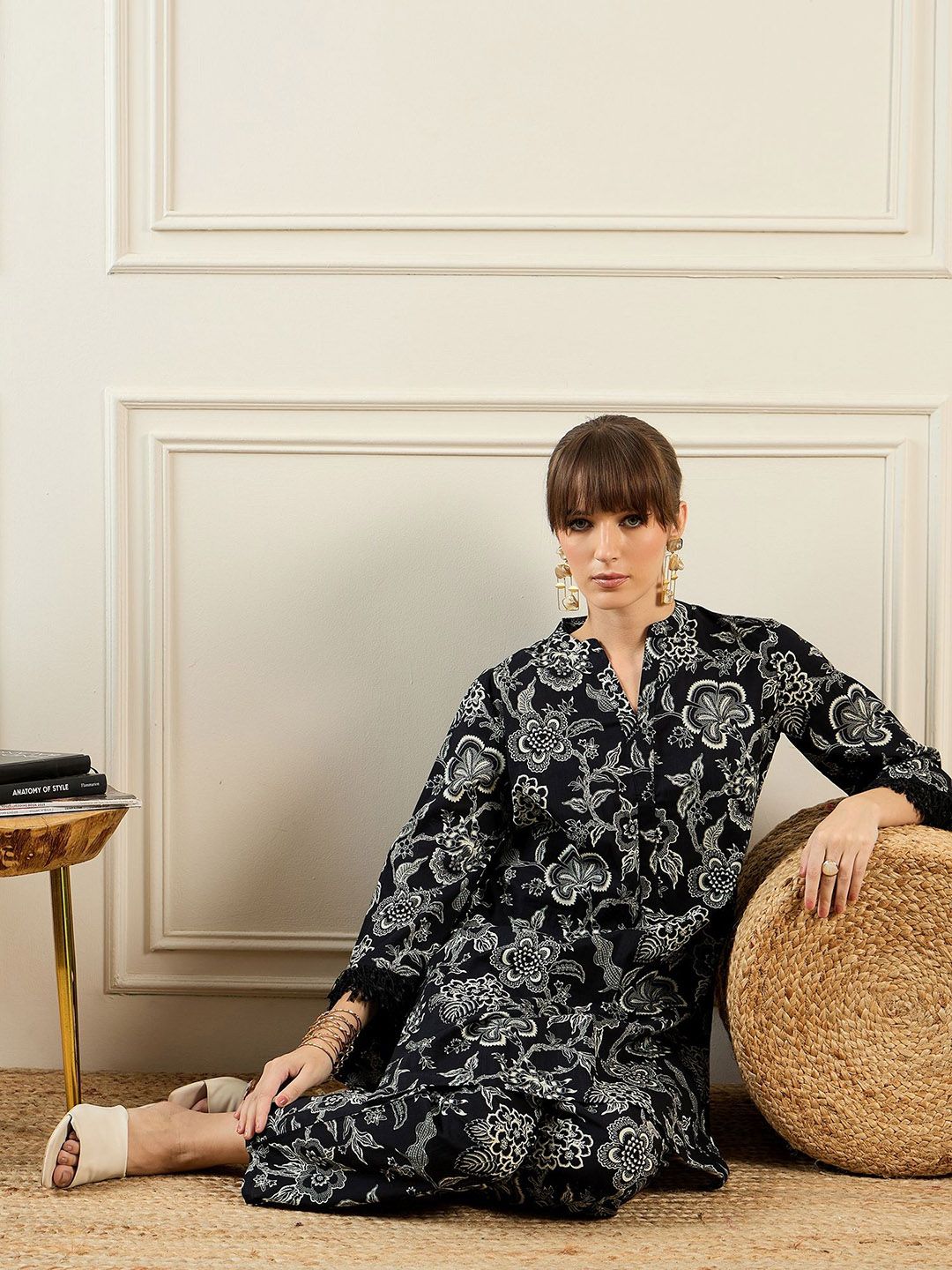 Dhiyona IE Floral Printed Pure Cotton Tunic With Trousers