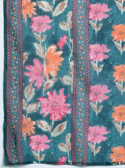 Floral Printed Pure Cotton Kurta with Trousers & Dupatta