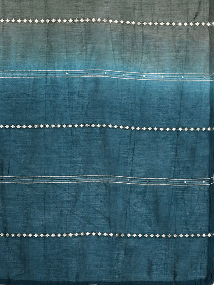 Dhiyona VA Women's Blue Ethnic Motifs Yoke Design Thread Work Kurta with Sharara & With Dupatta