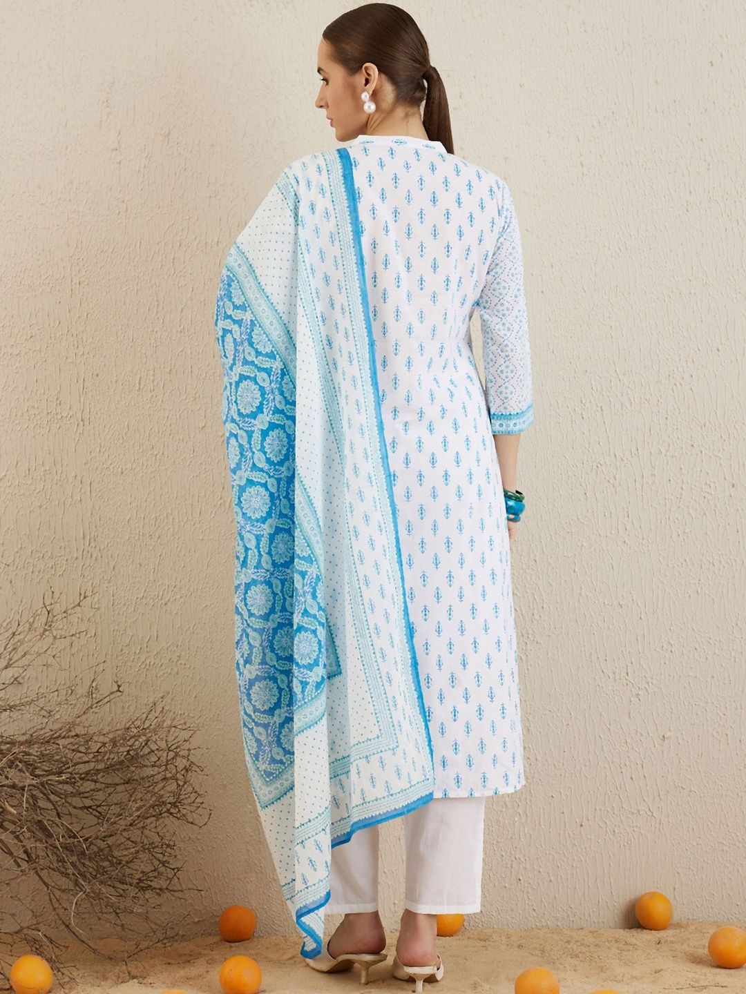 Women Ethnic Motifs Printed Regular Pure Cotton Kurta with Trousers & With Dupatta