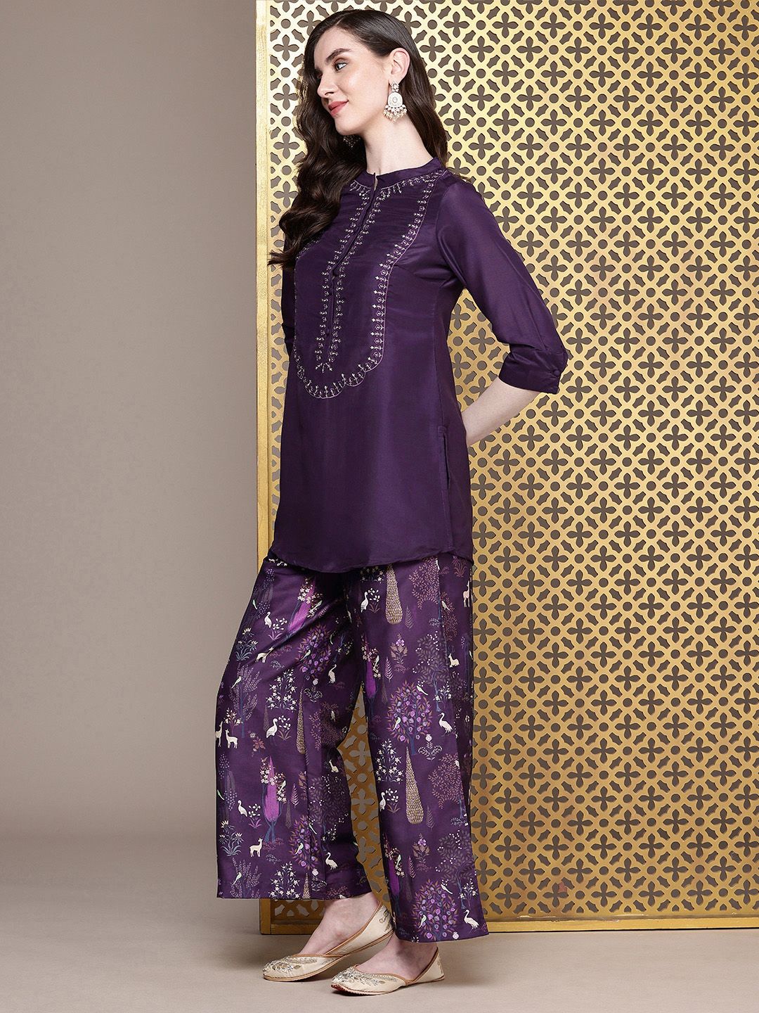 Dhiyona PD Women Floral Embroidered Regular Jashn Kurti with Palazzos & Dupatta