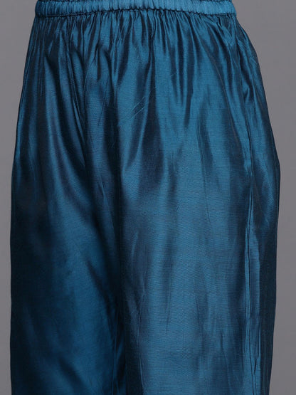Dhiyona VA Women'sYoke Design Zari Work Chanderi Silk Straight Kurta with Trouser & Dupatta