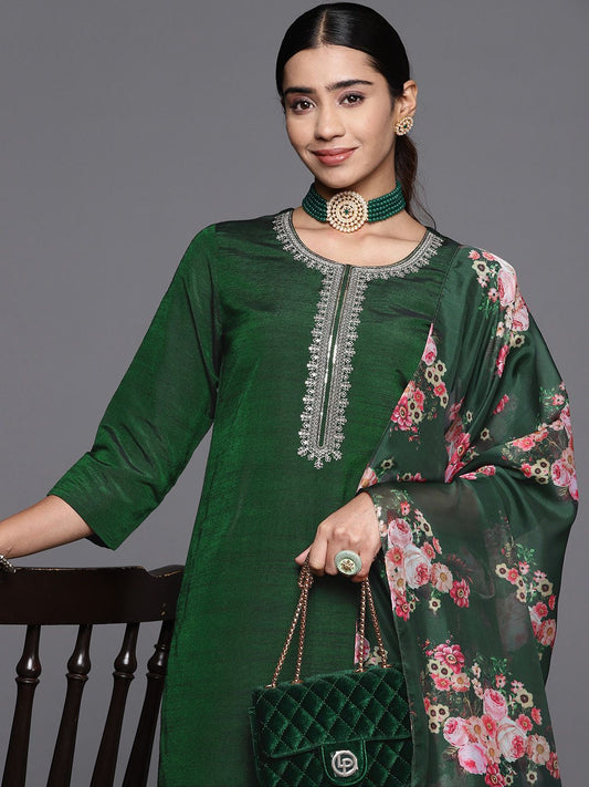 Dhiyona VA Women's Ethnic Motifs Embroidered Regular Kurta with Trousers & Dupatta