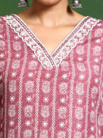 Dhiyona VA Women's Printed Regular Kurta with Trousers & With Dupatta