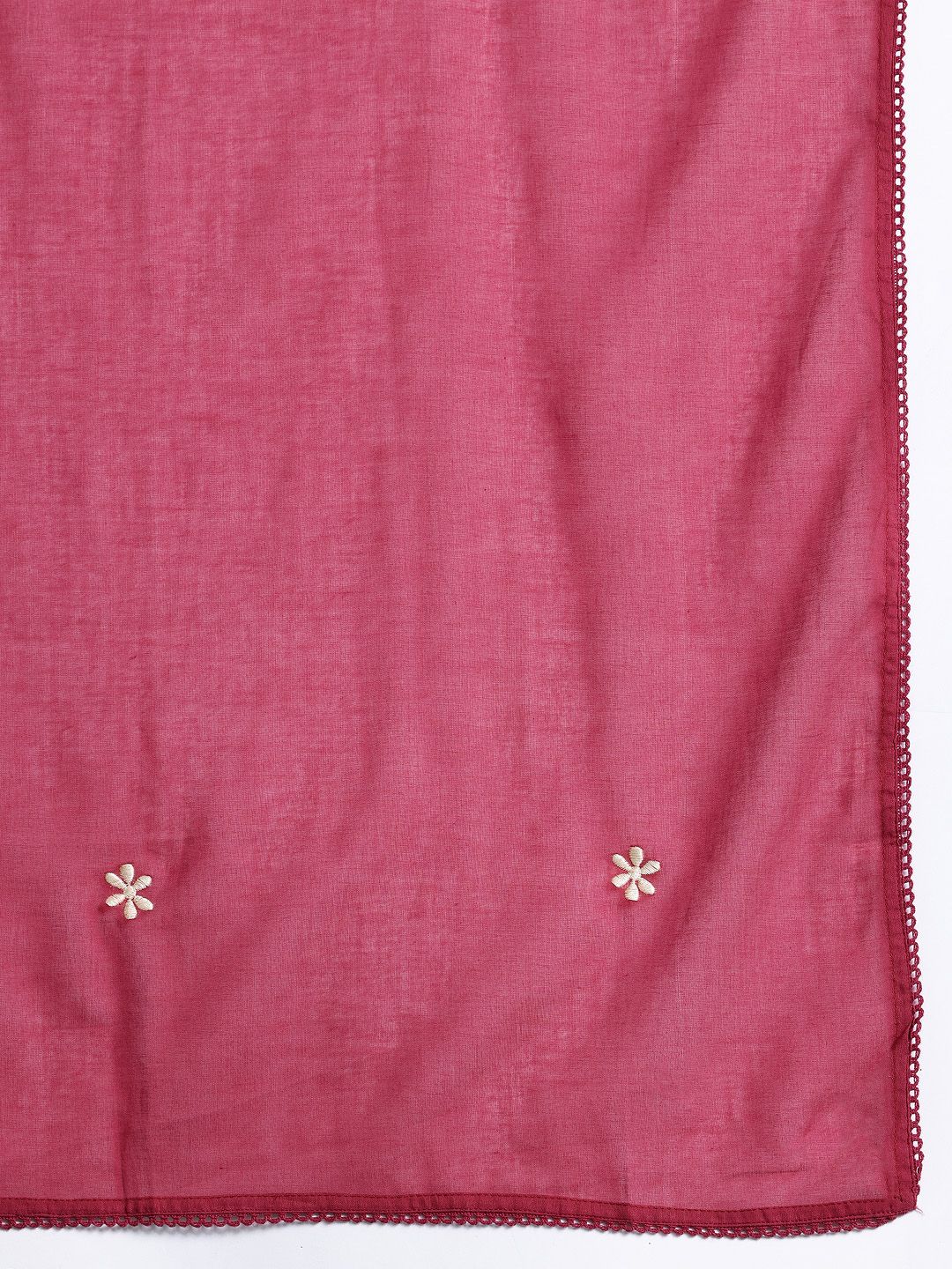 Floral Pleated Sequinned Pure Cotton Kurta with Trousers & With Dupatta