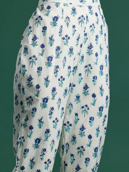 Dhiyona IE Women Floral Printed Regular Pure Cotton Kurta with Trousers & With Dupatta