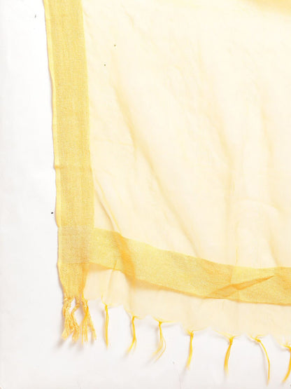 Dhiyona VA Women's Yellow Printed Gotta Patti Kurti with Sharara & Dupatta
