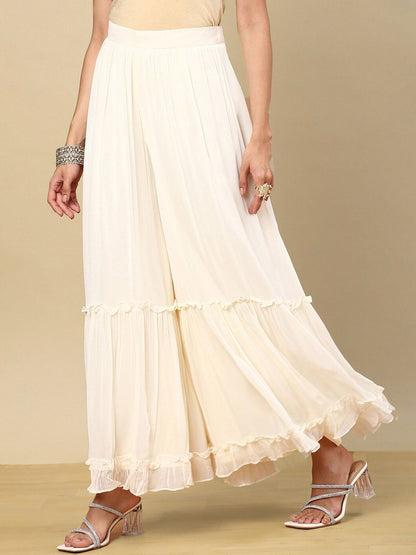 Dhiyona SO Women's Off White Ethnic Motifs Embroidered Regular Thread Work Kurta Set With Dupatta