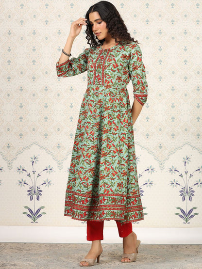 Dhiyona OD  Floral Printed Anarkali Kurta