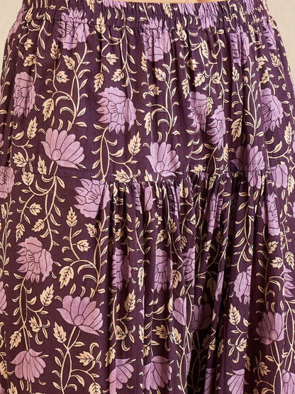 Dhiyona IE Floral Yoke Design Gotta Patti Pure Cotton Straight Kurta With Salwar & Dupatta