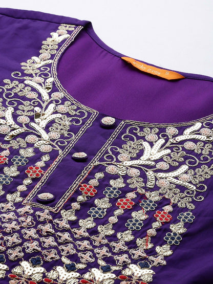 Ethnic Motifs Embroidered Sequinned Kurta with Trousers & With Dupatta