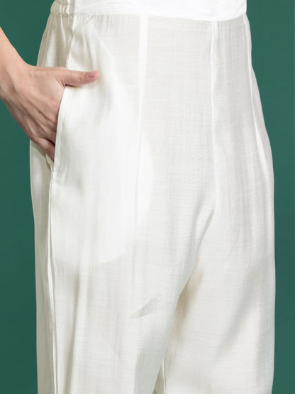 Ethnic Motifs Embroidered Panelled Sequinned Kurta with Trousers & With Dupatta