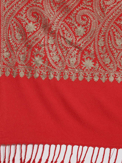 Dhiyona PA Women Red Aari Embroidered Shawl