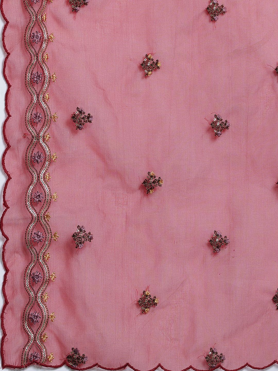 Women Floral Embroidered Thread Work Kurta with Trousers & With Dupatta