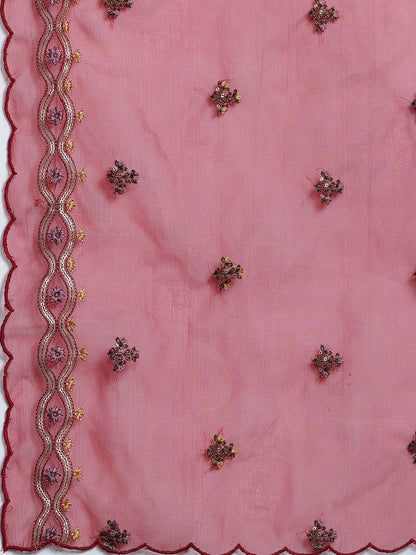 Women Floral Embroidered Thread Work Kurta with Trousers & With Dupatta