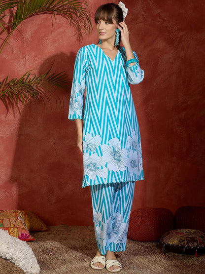 Dhiyona IE Printed Pure Cotton Kurta & Trouser Co-Ords