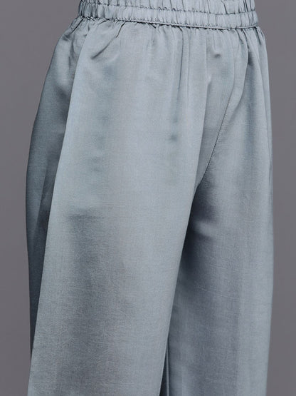 Dhiyona VA Women'sFloral Yoke Design Sequinned Chanderi Silk Kurta with Trousers & With Dupatta