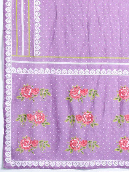 Dhiyona IE Floral Printed Regular Pure Cotton Kurta with Trousers & Dupatta