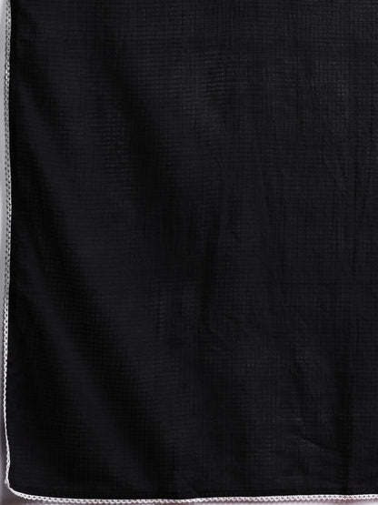 Floral Printed Mirror Work Pure Cotton Kurta With Trousers & Dupatta