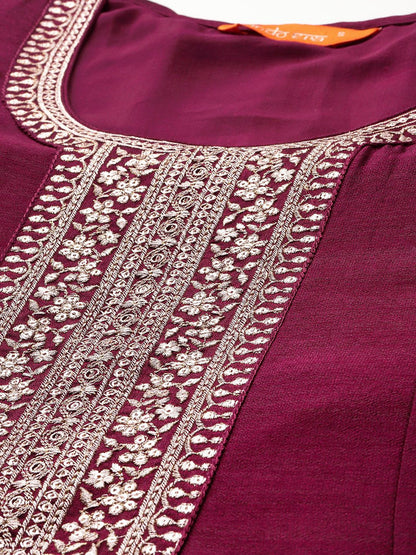 Dhiyona IE Ethnic Motifs Embroidered Sequinned Kurta with Trousers & With Dupatta