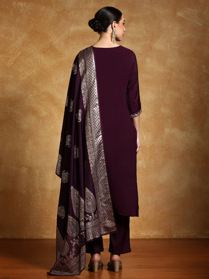 Dhiyona VA Women's Ethnic Motifs Embroidered Regular Kurta Set With Dupatta