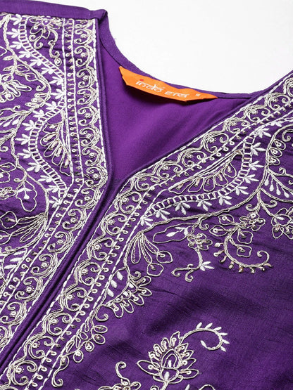 Dhiyona IE Ethnic Motifs Embroidered Empire Kurta with Trousers