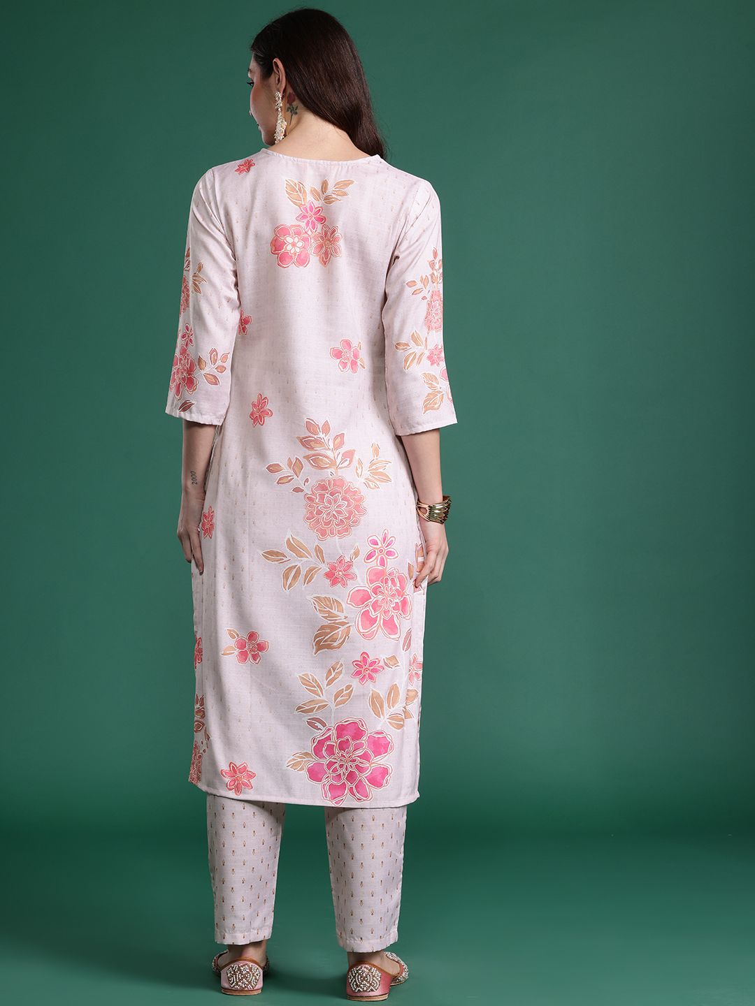 Dhiyona IE Floral Printed Regular Kurta with Trousers