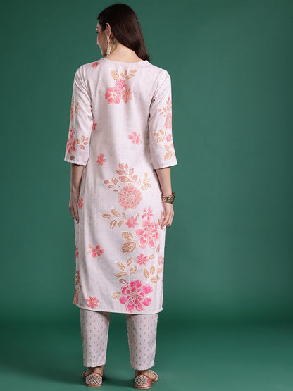Dhiyona IE Floral Printed Regular Kurta with Trousers