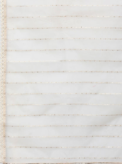 Women Pink & Off White Embroidered Kurta with Trousers & With Dupatta