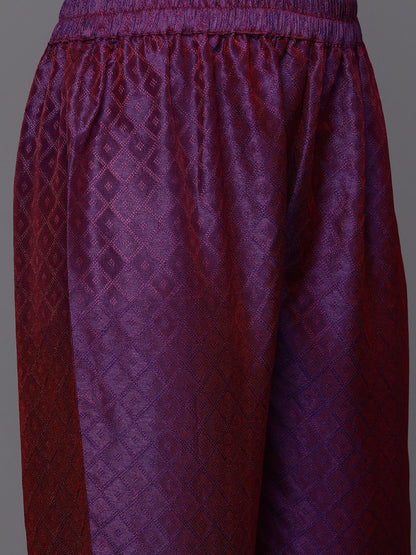 Dhiyona VA Women'sGeometric Woven Design Thread and Zari Work Straight Kurta with Trousers & Dupatta