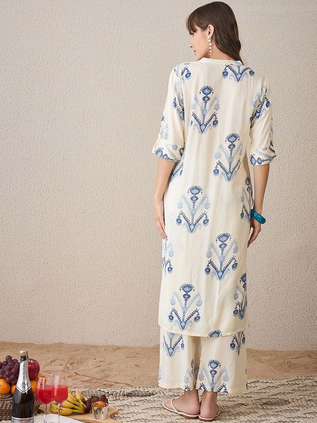 Dhiyona IE Printed Three-Quarter Sleeves Tunic With Palazzo