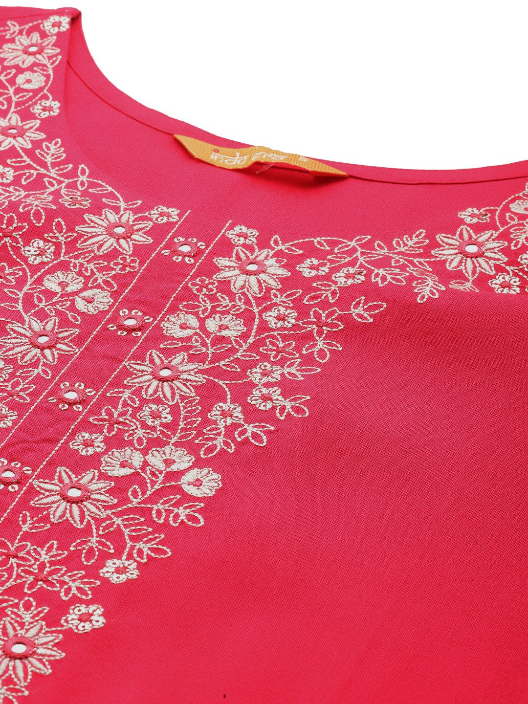 Dhiyona IE Women Embroidered Bell Sleeves Thread Work Floral Kurta