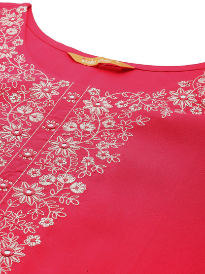 Dhiyona IE Women Embroidered Bell Sleeves Thread Work Floral Kurta