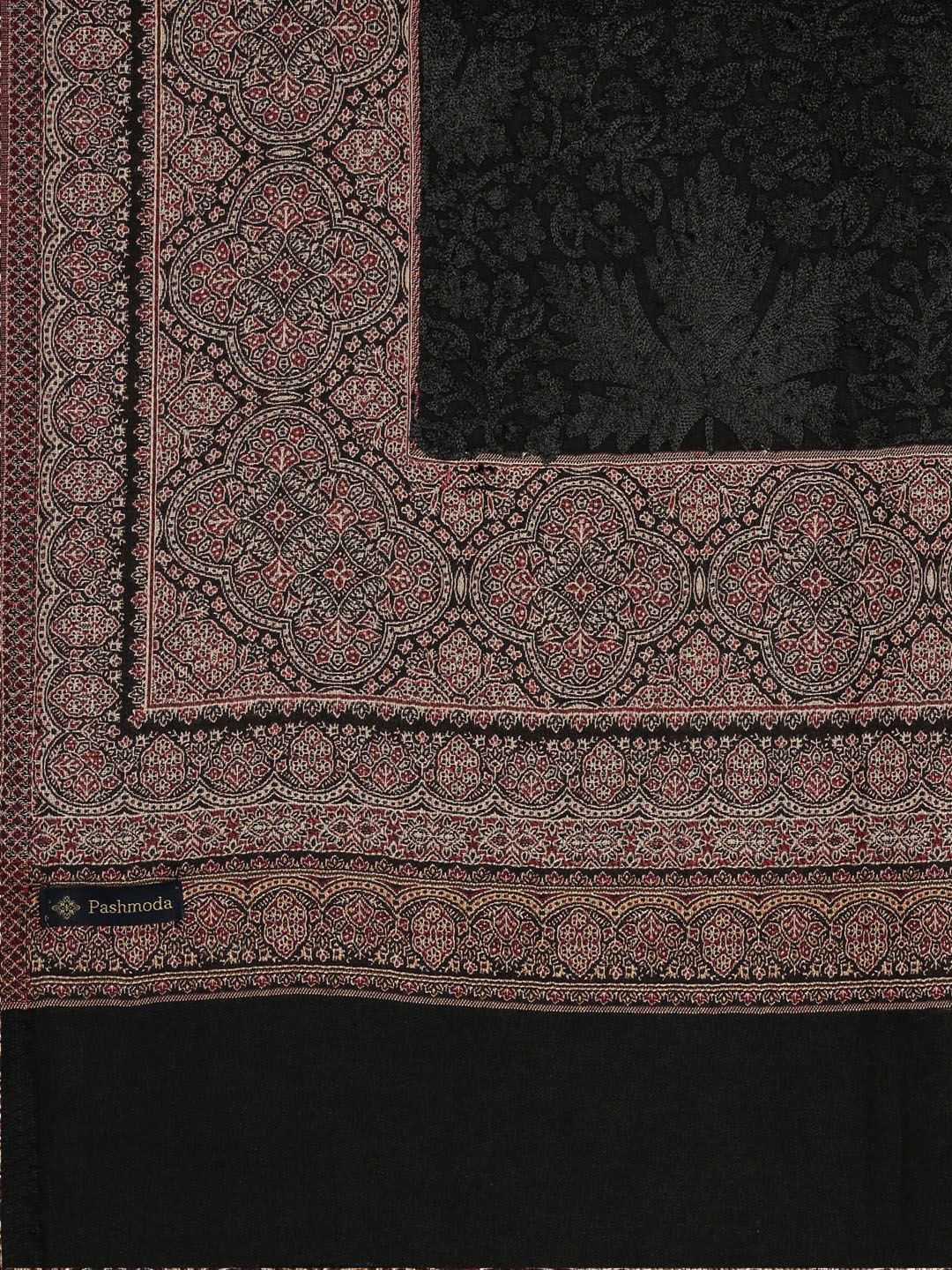 Dhiyona PA Women Black Embroidered Ethnic Motifs Shawl