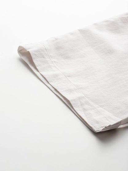 Floral Printed Pleated Pure Cotton A-Line Kurta with Trousers