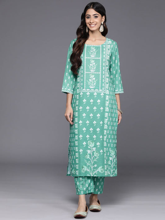 Dhiyona VA Women's Floral Printed Regular Kurta with Trousers