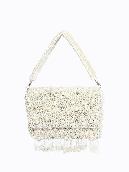 Dhiyona NR Women White Embroidered Purse Clutch