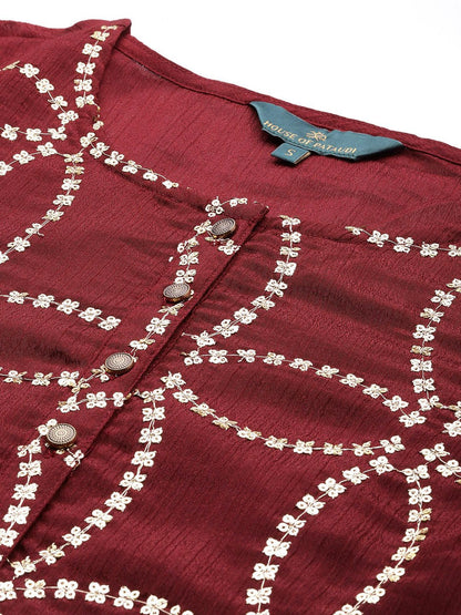 Dhiyona PD Women Woven Design Regular Sequinned Jashn Kurta with Sharara & Dupatta