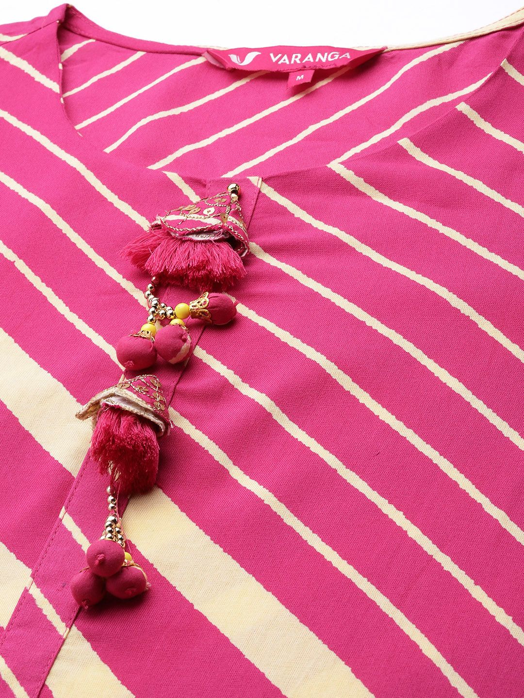 Dhiyona VA Women's Leheriya Printed Kurta with Trousers & With Dupatta