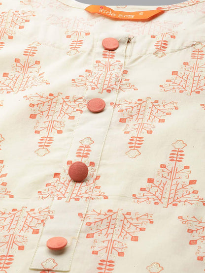 Dhiyona IE Women Off White Ethnic Motifs Printed Kurta