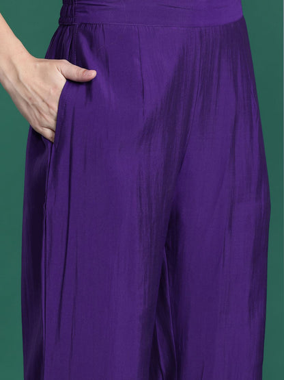 Ethnic Motifs Embroidered Sequinned Kurta with Trousers & Dupatta