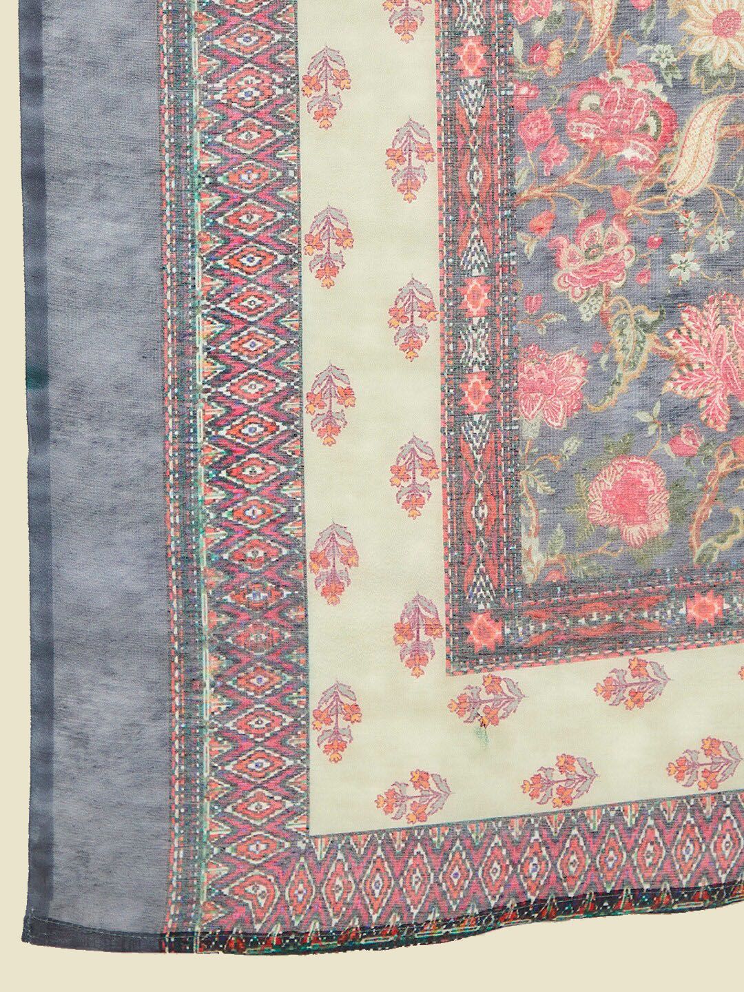 Dhiyona SO Women's Ethnic Motifs Printed Thread Work Chanderi Silk Kurta & Trousers With Dupatta