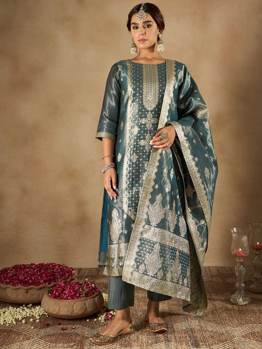 Dhiyona IE Women Ethnic Motifs Regular Kurta with Trousers & Dupatta