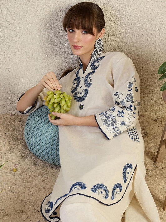 Dhiyona IE Embroidered Tunic With Trouser Co-Ords