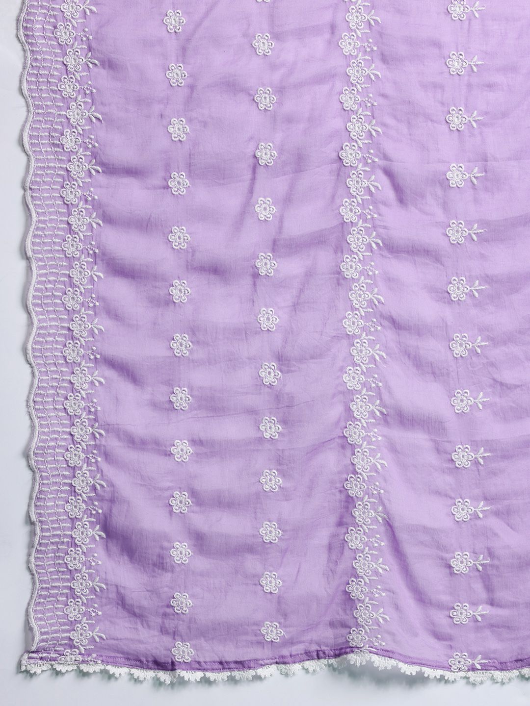 Dhiyona IE Floral Embroidered Thread Work Pure Cotton Kurta With Trousers & Dupatta