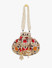 Dhiyona NR Cream-Coloured & Red Embroidered Tasselled Potli Clutch