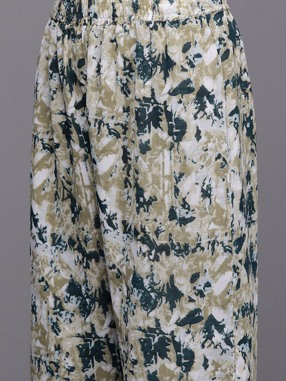 Dhiyona VA Women's Printed Pleated Silk Georgette Kurta with Trousers & Dupatta