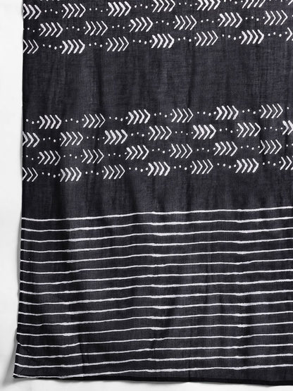 Geometric Printed Empire Thread Work Pure Cotton Kurta with Trousers & Dupatta